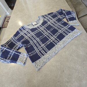 LEE COOPER Women's Acrylic Blend Cropped L/S Check Print Sweater - Size Large